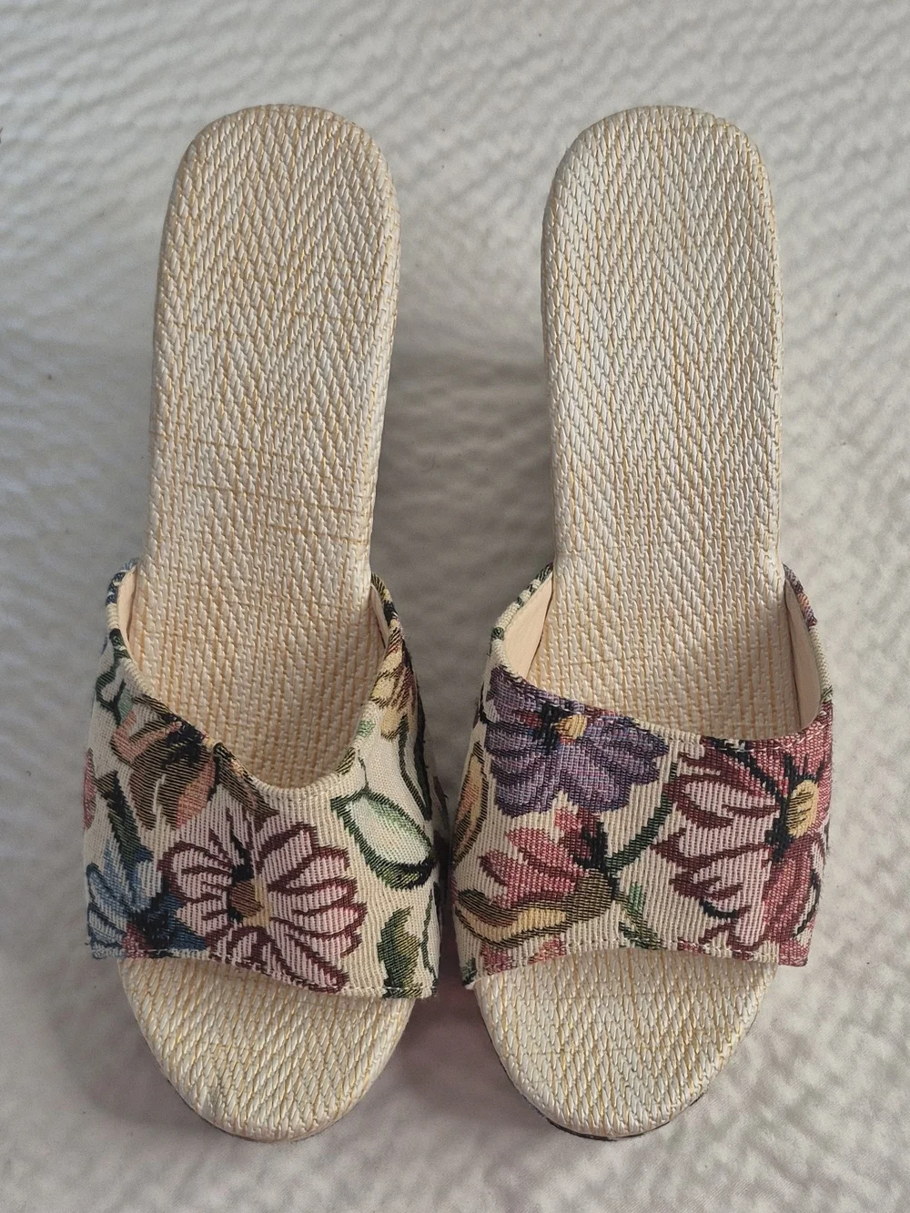 Women multicolor floral slip-on open-toe wedge sandals EU 41